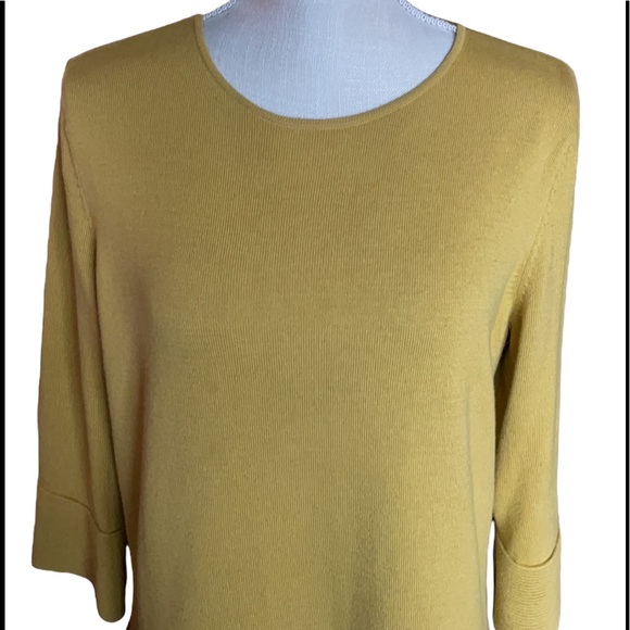 Marla Wynne Yellow Knit Wrist Length Sleeve Sweater with Detachable Scarf SZ: L - Picture 5 of 13